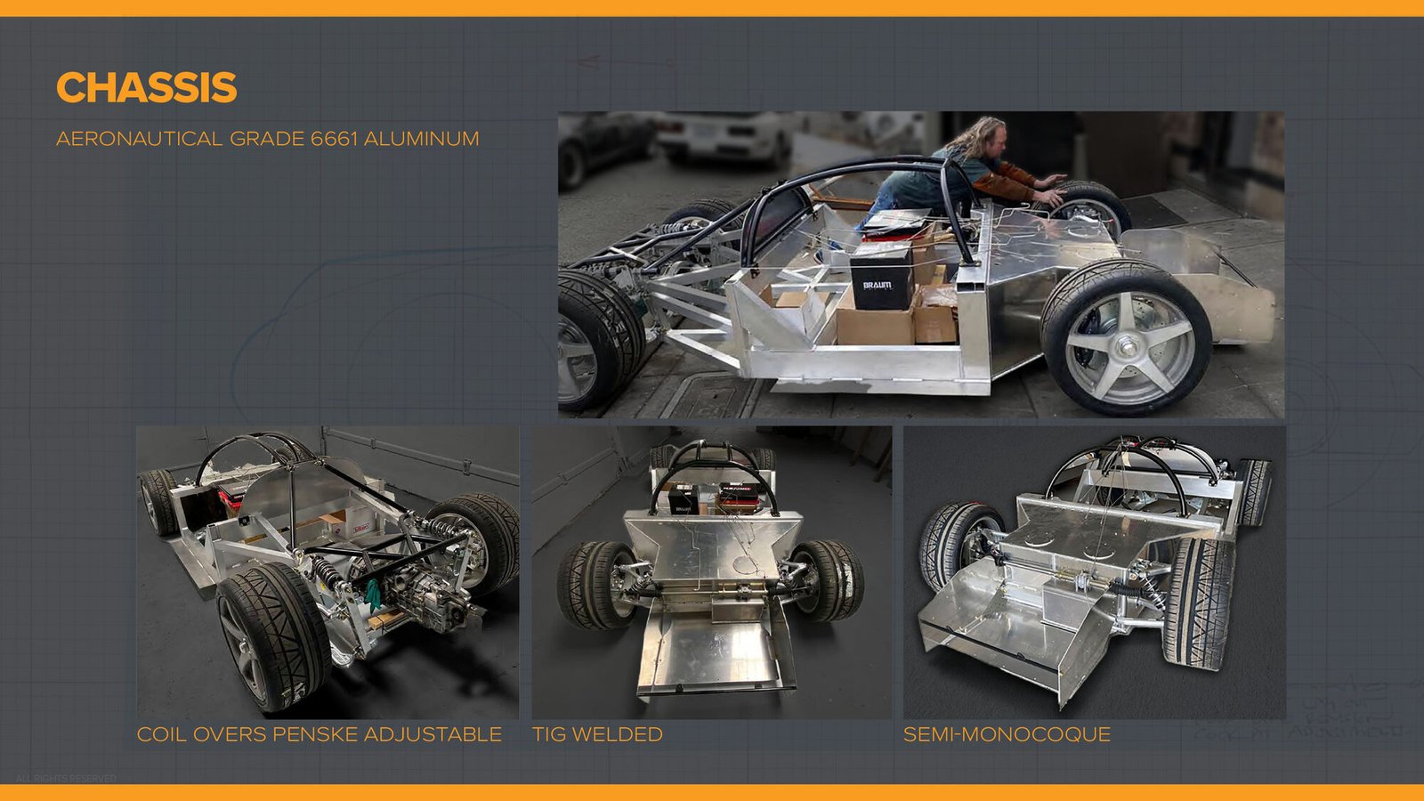 Bare aluminum chassis, engineering documentation plate